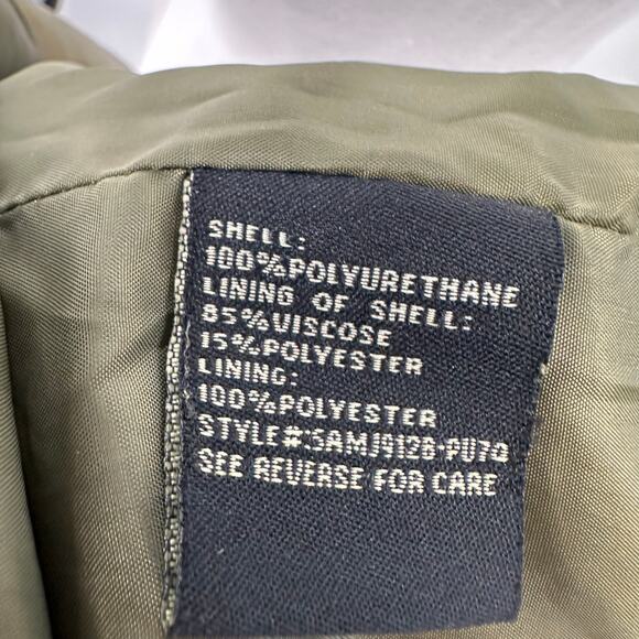 Blanc Noir Green Faux Leather Zip Front Moto Jacket Medium - Picture 7 of 7